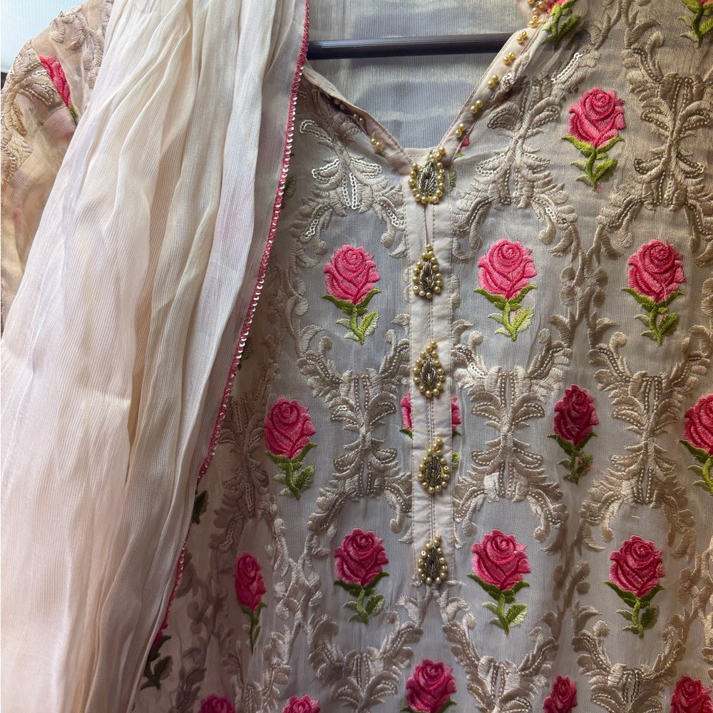 Floral Embroidered Kurta with Dupatta